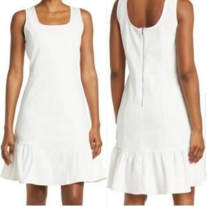 Nanette Lepore White Jumper Dress Tiered Size Medium Stretch Cotton New With Tag